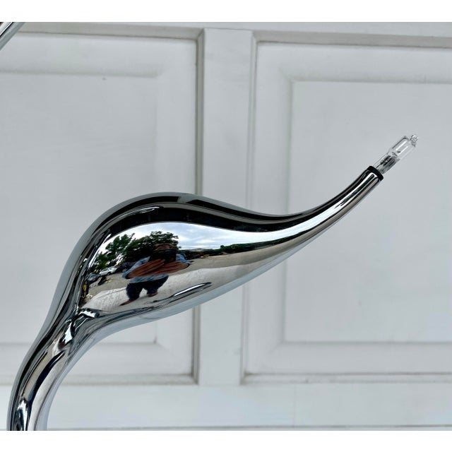 Postmodern Modern Chrome Figurative Swan Floor Lamp For Sale - Image 9 of 12