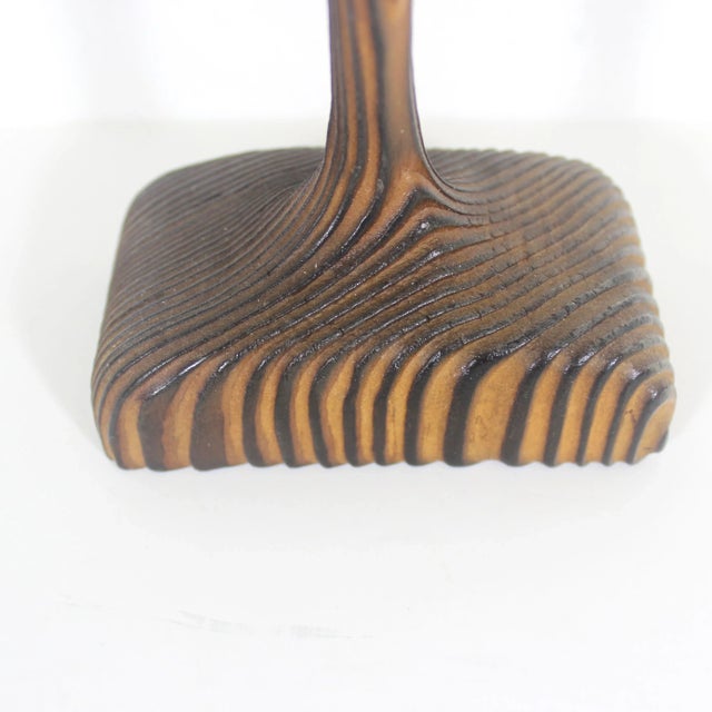 1960s 16” Mid Century Modern Wood Crane Vintage Carved Bird Figurine, Tall Handmade Wooden Sculpture MCM Heron Egret Witco Style For Sale - Image 5 of 12