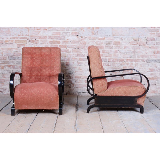 Set of Art Deco Reclining Armchairs attributed to Halabala for Up Závody, Czech, 1920s For Sale - Image 11 of 16