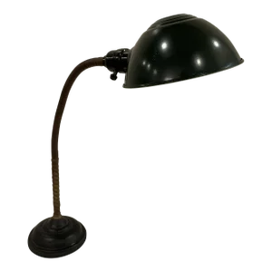 Industrial Art Deco Antique Desk Lamp With Goose Neck Shade Early 20th Century