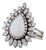 Vintage Pear Opal Diamond Halo Ring 14k White Gold Size 6-6.25 Cocktail For Sale