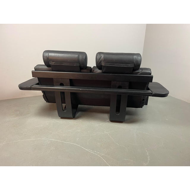 Kroken 2-Seater Sofa in Black Leather by Åke Fribytter for Nelo Möbel, Sweden, 1970s For Sale - Image 9 of 15