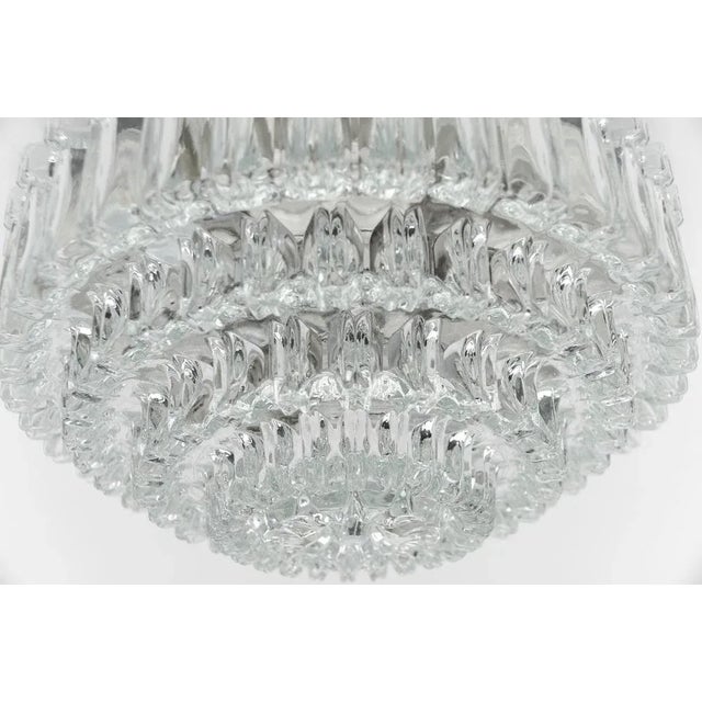 Metal Four-Tier Crystal Glass Flush Mount Light by Limburg, Germany, 1960s For Sale - Image 7 of 9
