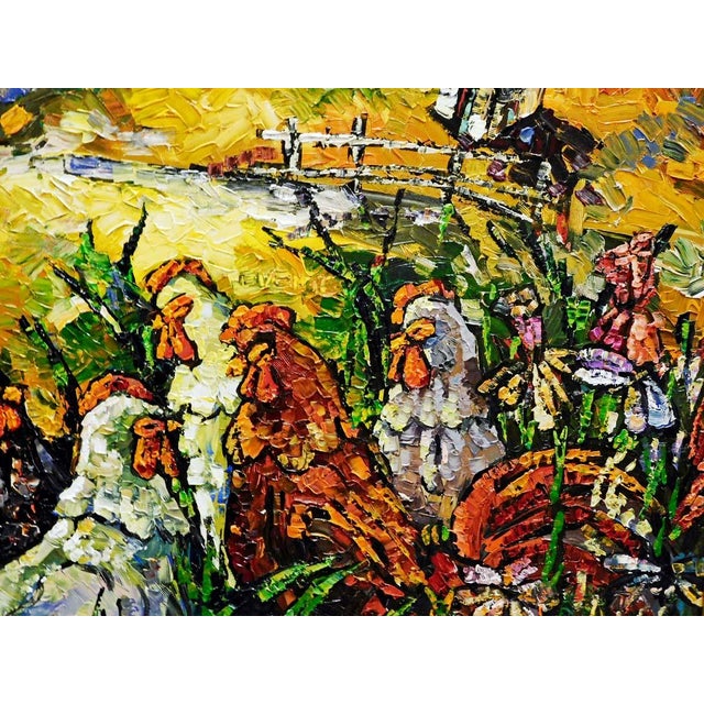 Maya Eventov "Untitled" Rooster Original Acrylic on Canvas H.Signed For Sale - Image 12 of 14