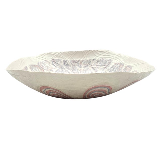 Ceramic Organic Porcelain Art Centerpiece Bowl, Hand-Impressed Abstract Surface, 16.75" For Sale - Image 7 of 13