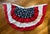 8 American flag buntings with 3 grommets for hanging. 36" width x 18" height. 100% washable cotton. Includes 24 plastic...