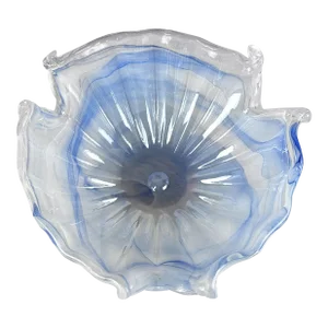 Vintage Italian Murano Art Glass Blue Swirled Cigar Ashtray