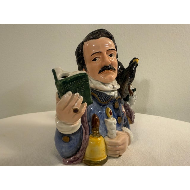 1990s Fitz and Floyd Edgar Allan Poe Character Jug With Raven – Literary Figural Pitcher For Sale - Image 9 of 9