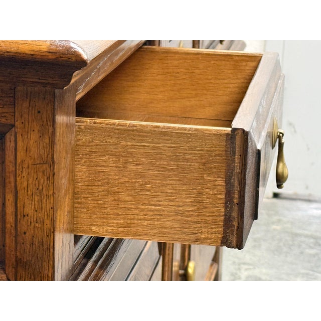 Century Furniture English Tudor Style Oak Wood Sideboard For Sale - Image 11 of 12