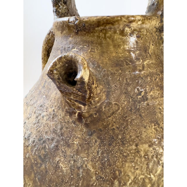 Brown Antique French Glazed Terracotta Walnut Oil Jug (Cruche) With Four Handles, C. 1900 For Sale - Image 8 of 17