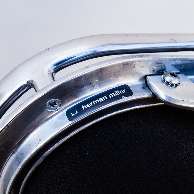 Metal 1970s Eames Soft Pad Arm Chairs in Black Leather by Herman Miller For Sale - Image 7 of 13