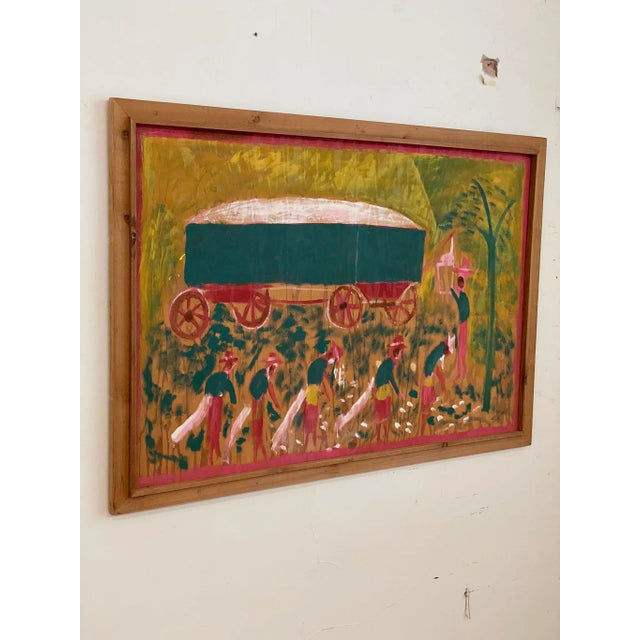 Late 20th Century “Cotton Farm” Jimmy Lee Sudduth Folk Art Painting For Sale - Image 10 of 13