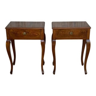 20th French Louis XV Style Walnut Bedside Tables - a Pair For Sale