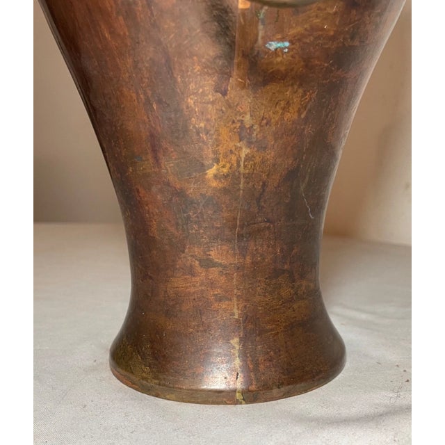 Antique 19th Century Chinese Foo Lion Dog Handle Dovetailed Bronze Vase Urn For Sale - Image 13 of 15