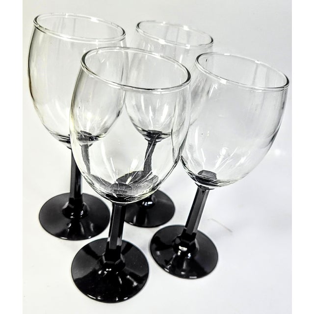 1980s Gothic Black Pillar Stem Goblets- Set of Four For Sale - Image 5 of 10