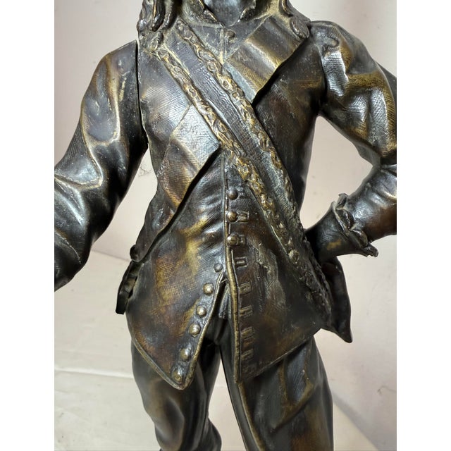 Bronze High Quality 19th Century Antique Bronze Musketeer Cavalier Statue Sculpture For Sale - Image 8 of 16