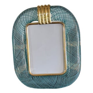 Blue Murano Glass Photo Frame with Filigree, 2000s For Sale