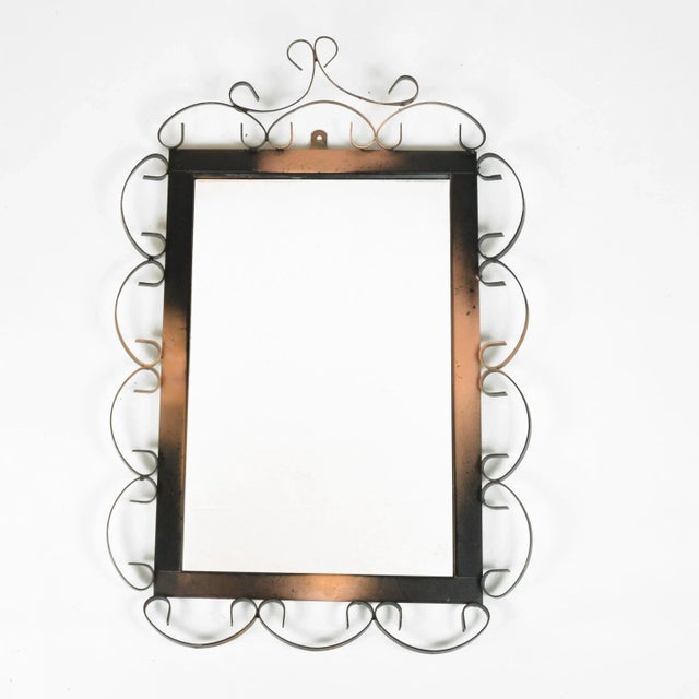 1970s Mid-Century Modern Rectangular Mirror Made of Metalwork, Germany For Sale - Image 6 of 12