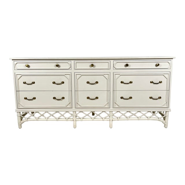 Vintage Ficks Reed 72" Rattan Chest of Drawers For Sale