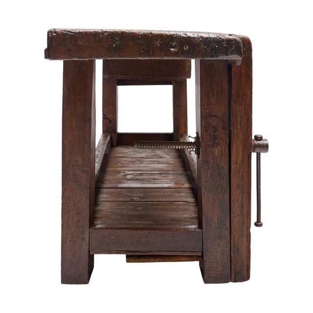 Grand, Antique French Workbench, Chestnut, Industrial, Circa 1920s For Sale - Image 9 of 9