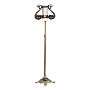 Mid-Century French Brass Music Stand on Stand With Lyre Motif