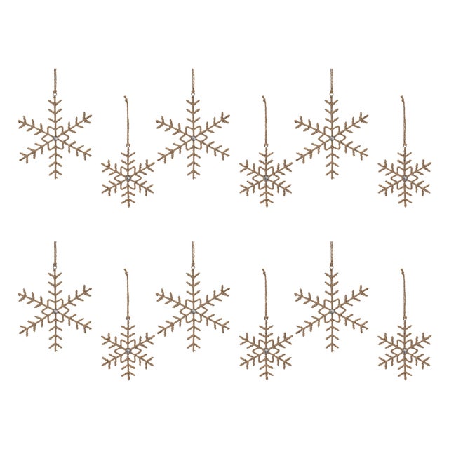 2020s Jute Wrapped Metal Snowflake Oranment (Set of 12) For Sale - Image 5 of 5