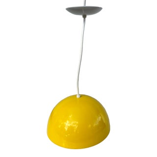 Mid 20th Century Yellow Domed Pendant Light Fixture For Sale