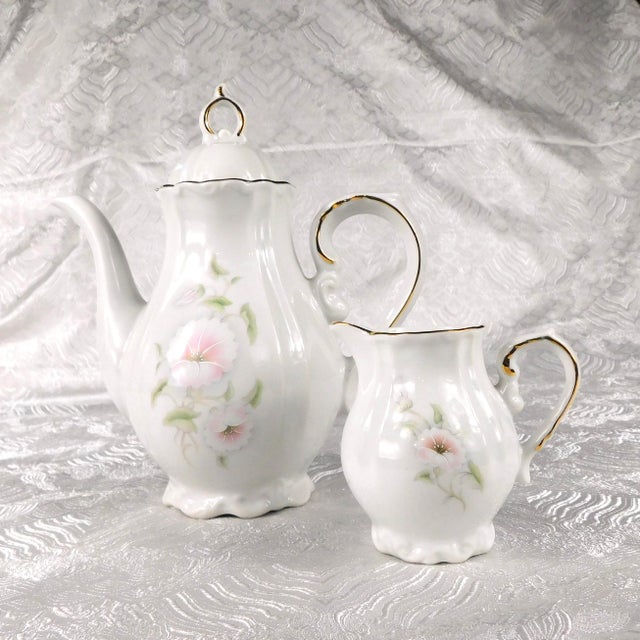 1950s Winrose Collection Floral Coffee Pot and Creamer For Sale - Image 4 of 17