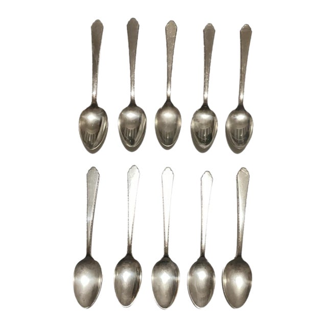 Early 20th Century Art Deco William and Mary Lunt Sterling - 10 Teaspoons For Sale