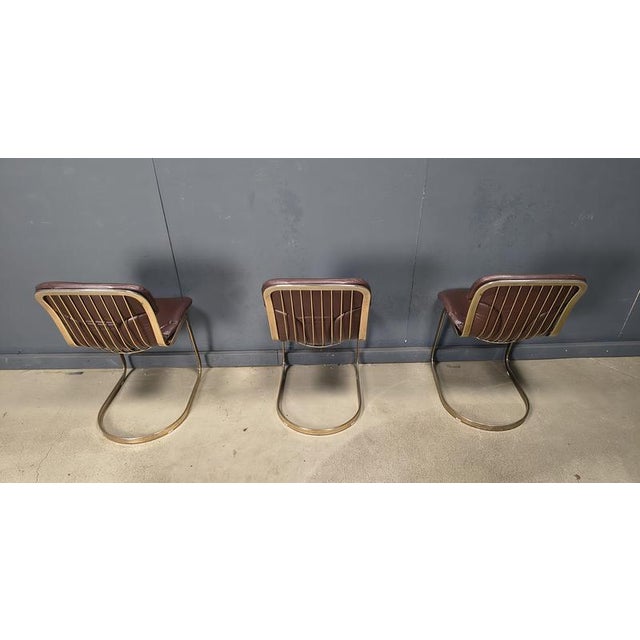 Brown Vintage Dining Chairs in Leather from Cidue, 1970s, Set of 6 For Sale - Image 8 of 14