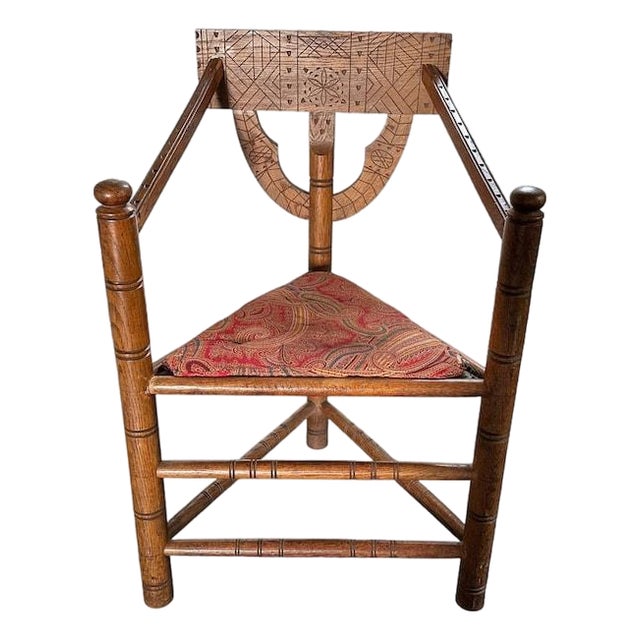 1930s Swedish Monk Chair, Scandinavian Corner Chair, Folk Art Furniture For Sale