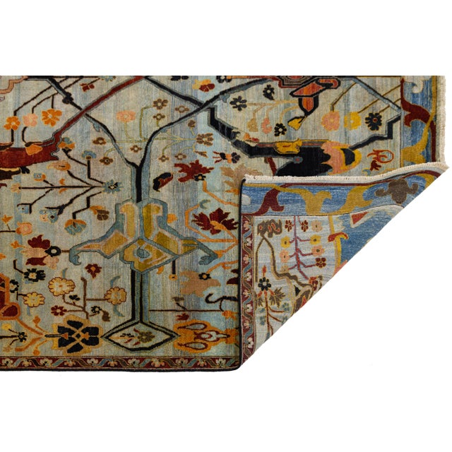 Persian 9x12 Modern Persian Bidjar Style Hand-Knotted Wool Rug Mirrored Arboreal Motif For Sale - Image 3 of 11