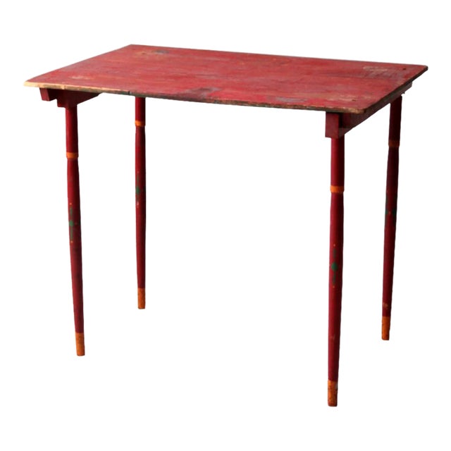 Antique Red Folding Table Chairish