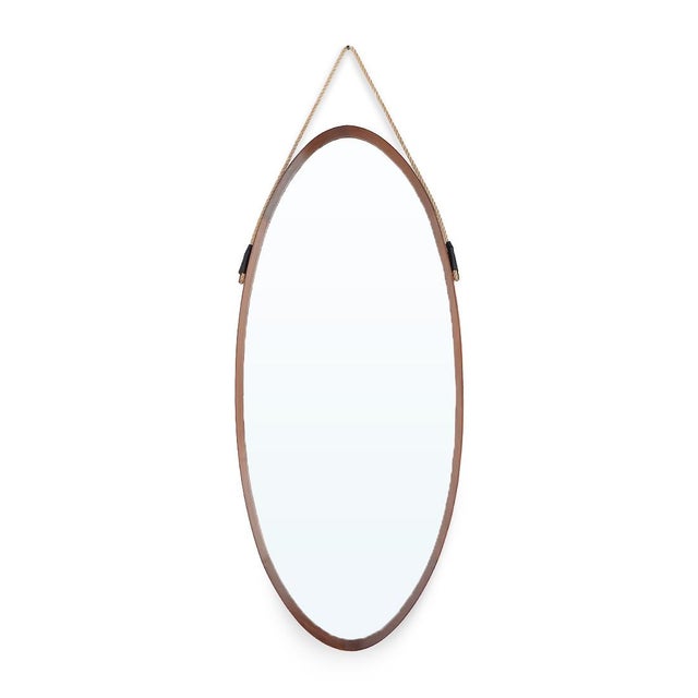 Oval Mirror with Teak Frame, 1960s For Sale - Image 14 of 14