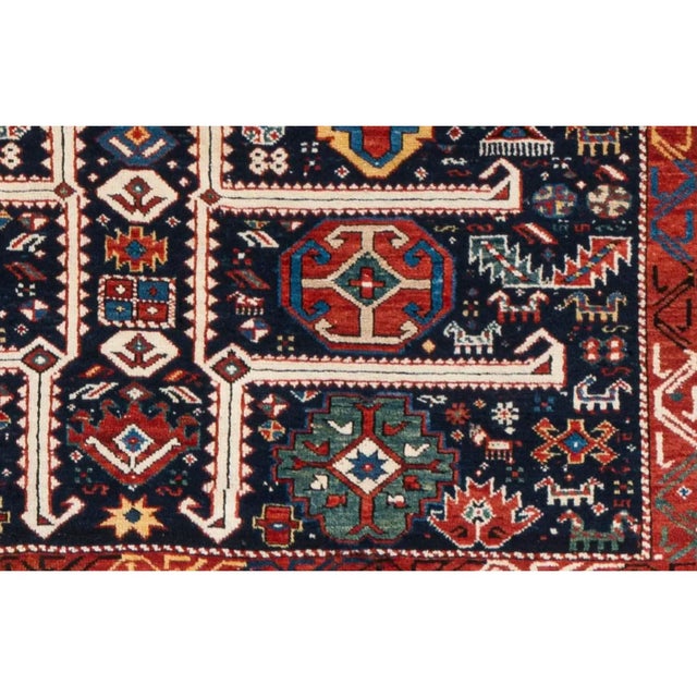 Antique Circa 1880 Blue Akstafa Caucasian Hand Knotted Rug 3ft 10in X 8ft 2in For Sale - Image 4 of 11