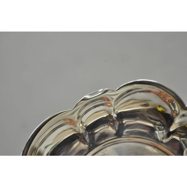 Vintage Gorham Yc 644 Engraved Silver Plated Small Scalloped Serving Dish For Sale - Image 10 of 13