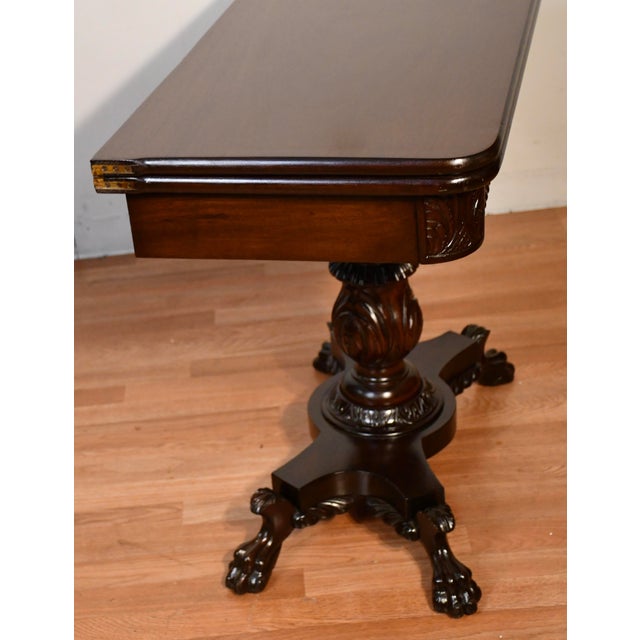 1910s Antique American Empire Solid Mahogany Flip-Top Game Table / Console Table For Sale - Image 11 of 18