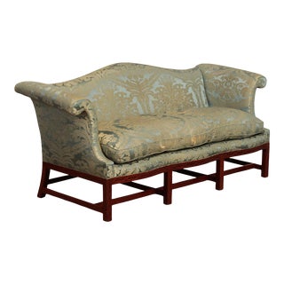 Mid 20th Century Chippendale Style Custom Carved Mahogany Frame Camelback Sofa For Sale