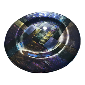 Paul Hathcoat Signed Studio Art Dichroic Fused Glass Charger