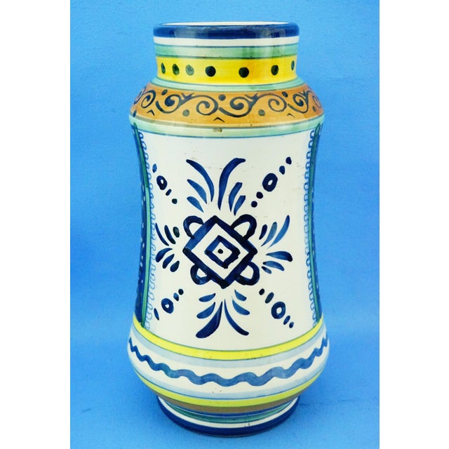 20th Century Renaissance Albarello Pharmacy Vase in Majolica Ceramic from Deruta, Italy, 1950s For Sale - Image 4 of 18