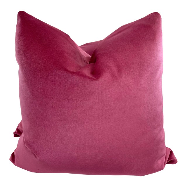 Bright Pink Cotton Velvet 22" Pillows-A Pair For Sale