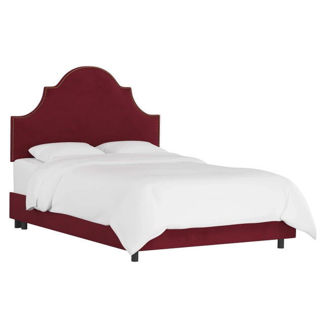 Halsted Bed in Berry Classic Velvet, Full For Sale In Chicago - Image 6 of 6