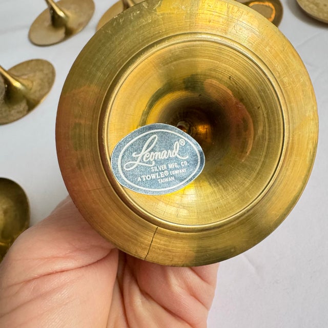 Brass MCM Brass Graduated Tulip Style Candlestick Holders Vintage Taper Candle Holders Set of 9 For Sale - Image 8 of 9