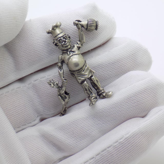 A lively vintage miniature depicting an Italian chef, handmade in Arezzo, Tuscany, Italy between the 1980s and 1990s in...