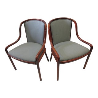 Vintage Ward Bennett Chairs for Brickell in Blue-Grey Fabric - a Pair For Sale