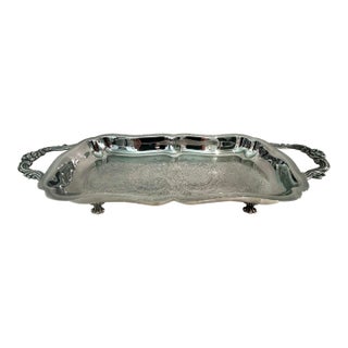 Vintage English Silver Mfg. Co. Silver Plate Victorian Revival Footed Bread or Tea Tray For Sale