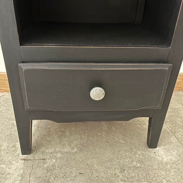 Small Black Wooden Bedside Table For Sale - Image 4 of 6