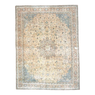 1970s Vintage Persian Handmade Wool Cotton Brow Area Rug For Sale