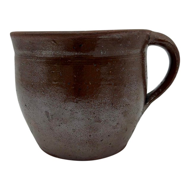 Antique Pennsylvania Redware Handled Crock, Lancaster County, Mid-19th Century For Sale