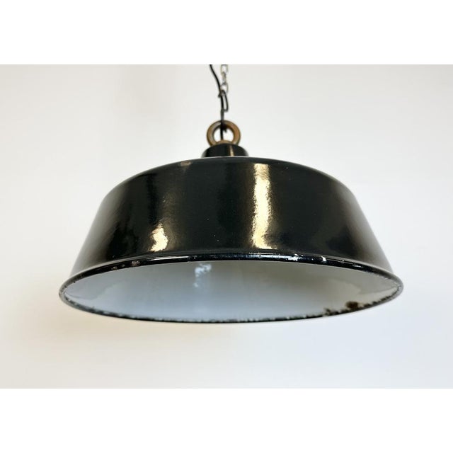 Industrial Black Enamel Pendant Lamp, 1950s For Sale - Image 9 of 18